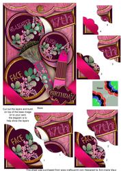 Pink Make-up Bag 17th Birthday 7x5inch Scallop Duo Corner