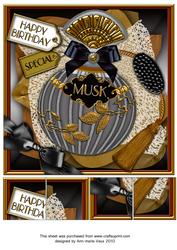 Black Musk Perfume Birthday 8in Topper Sheet