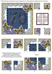 Blue Butterfly 70 Birthday 5in All 4 Corner Stacker