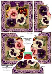 Lace Purple Pansies 5in Scalloped Bottom Stacker