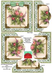 Lace Green Rose Bouquet 5in Scallop Bottom Stacker
