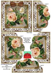 Lace Cream Roses 5in Scallop Bottom Stacker