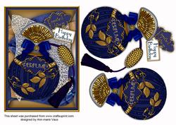 Blue Sapphire Perfume 7x5in Decoupage Step by Step Sheet