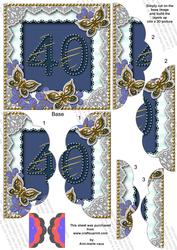 Blue Butterfly 40th Birthday 5in Scallop Side Stacker