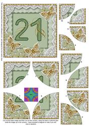 Green Butterfly 21st Birthday 5in Round Corner Stacker