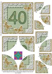 Green Butterfly 40th Birthday 5in Round Corner Stacker