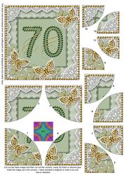 Green Butterfly 70th Birthday 5in Round Corner Stacker