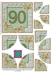 Green Butterfly 90th Birthday 5in Round Corner Stacker