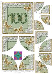 Green Butterfly 100th Birthday 5in Round Corner Stacker