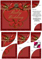 Ruby Wedding Anniversary Rose 6in Duo Corner Stacker