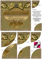Golden Wedding Anniversary Rose 6in Duo Corner Stacker