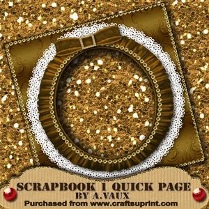 Bronze Heart Ornate Lace Ruffle Frame Scrapbook Quick Page