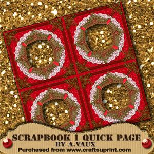 Red Ornate Quad Lace Frame Scrapbook Quick Page