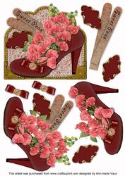 Sweet Pea Shoes Decoupage Step by Step Sheet