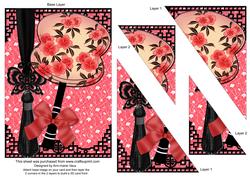 Black Blossom Fan 7x5in Triangle Duo Corner Stacker
