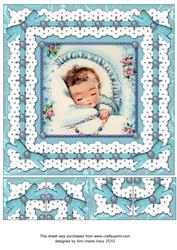 Blue Baby Boy Embroidery Anglaise 8in Picture Topper Sheet