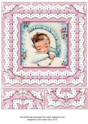 Pink Baby Girl Embroidery Anglaise 8in Picture Topper Sheet