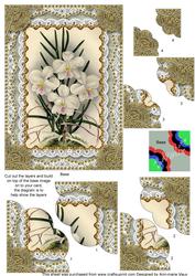 White Orchids Lace 7x5in Scalloped Corner Stacker
