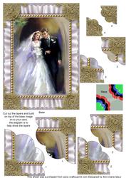 Wedding Couple Ruffle 7x5in Scalloped Corner Stacker