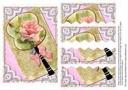 Pink Roseoriental Fan Lace 7x5in Wavy Top and Bottom Stacker