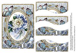 White Rose Butterflies 7x5in Swirvey Top and Bottom Stacker