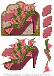 Pink Cala Lillies Shoe 3D Decoupage Step by Step Sheet