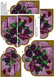 Purple Glitter Rose Shoe Ornate Scalloped Side Stacker