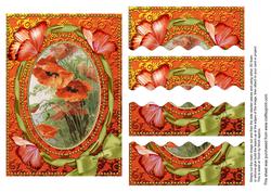 Poppies Butterflies 7x5in Wavy Edge Stacker