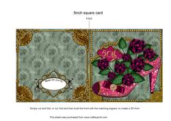 Pink Glitter Rose 50th Shoe 5inch Square Cut and Fold Card