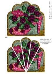 Pink Roses Glitter Shoes Ornate Scallop Deco Stacker