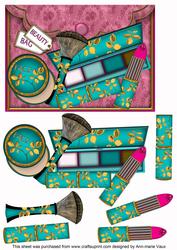 Bag of Turquoise Make-up 3D Decoupage Step-by-step