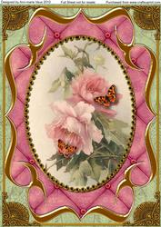 Pink Rose Butterfly Fancy Bracket A4 Picture Topper Sheet
