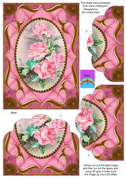 Pink Roses Fancy Bracket 7x5in Scalloped Bottom Stacker