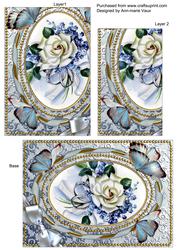 White Rose Butterflies 7x5in One Corner Stacker