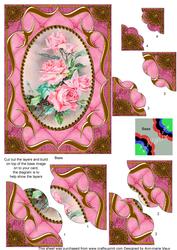 Pink Roses Bracket 7x5in Duo Scallop Corner Stacker