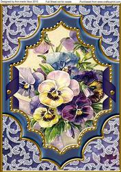 Blue Pansies Ornate Diamond A4 Picture Sheet