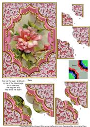 Pink Rose Ornate Diamond 7x5 Scallop Duo Corner Stacker