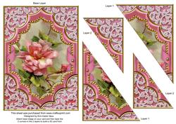 Pink Rose Ornate Diamond 7x5in Triangle Duo Corner Stacker