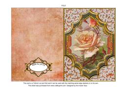Peach Rose Ornate Diamond 7x5inch Folded Picture Card