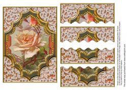 Peach Rose Ornate Diamond 7x5in Wavy Top Bottom Stacker