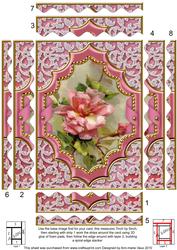 Pink Rose Ornate Diamond 7x5 Wavy Spiral Edge Stacker