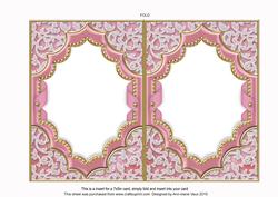 Pink Rose Ornate Diamond 7x5in Matching Card Insert