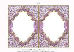 Purple Pansies Ornate Diamond 7x5in Matching Card Insert