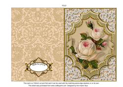 Cream Roses Ornate Diamond 7x5inch Folded Picture Card