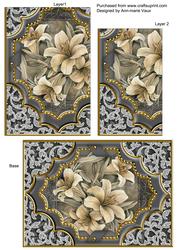 Grey Lillies Ornate Diamond 7x5in One Corner Stacker