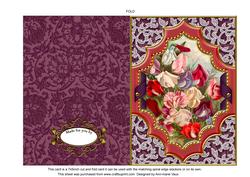 Purple Sweet Peas Ornate Diamond 7x5inch Folded Picture Card