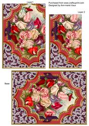 Purple Sweet Peas Ornate Diamond 7x5in One Corner Stacker