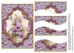 Purple Pansies Ornate Diamond 7x5 Swirvey Top Bottom Stacker