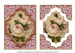 Pink Cream Roses Diamond 7x5in Easy Decoupage Step by Step