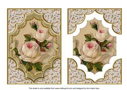 Cream Roses Diamond 7x5in Easy Decoupage Step by Step